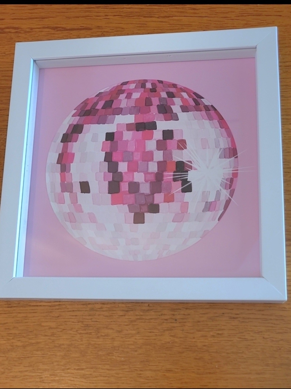 Pink Disco Ball Framed Wall Art